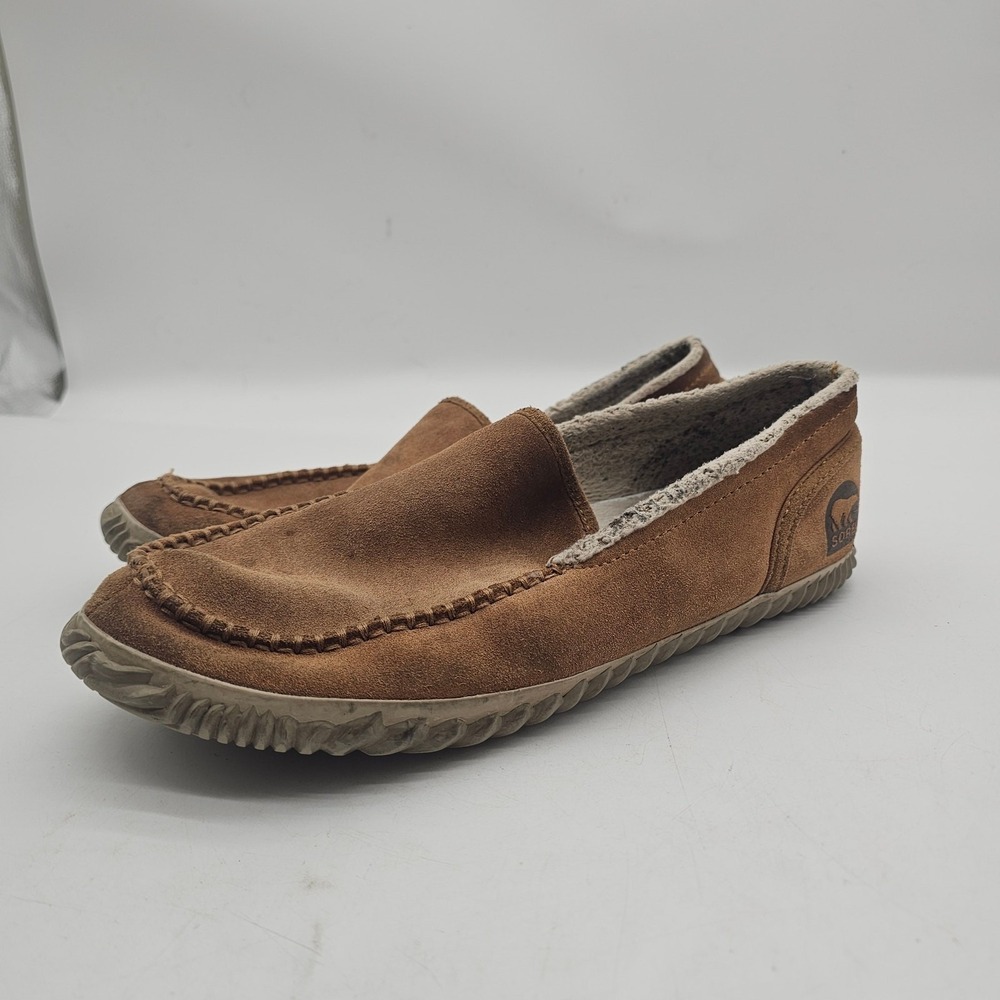 Sorel Men's Moc Suede Faux Fur Slipper Hard Bottom Slip On Size 11